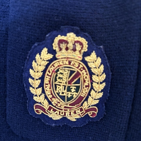 Lauren Ralph Lauren Merino Wool Crest Sweater Blazer 2X 80s -90s Academic Preppy - Picture 2 of 8